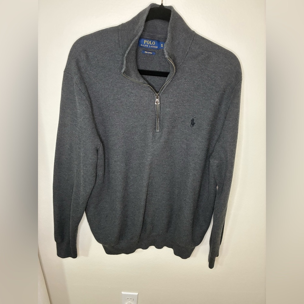 Polo by Ralph Lauren Men's Charcoal Zip-Up Sweater